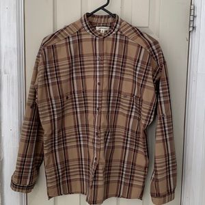 plad button-up crew neck shirt